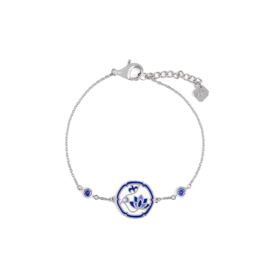 Blue and White Lotus Bracelet