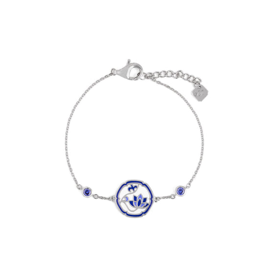 Blue and White Lotus Bracelet