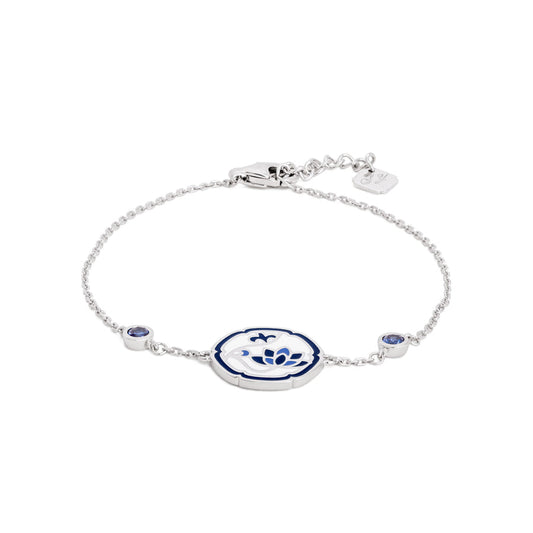 Blue and White Lotus Bracelet