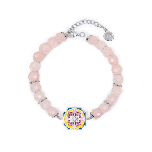 Floral Bliss Bracelet-Rose Quartz