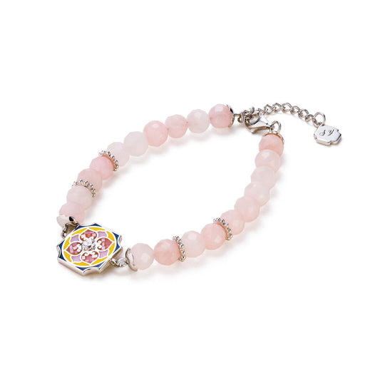 Floral Bliss Bracelet-Rose Quartz