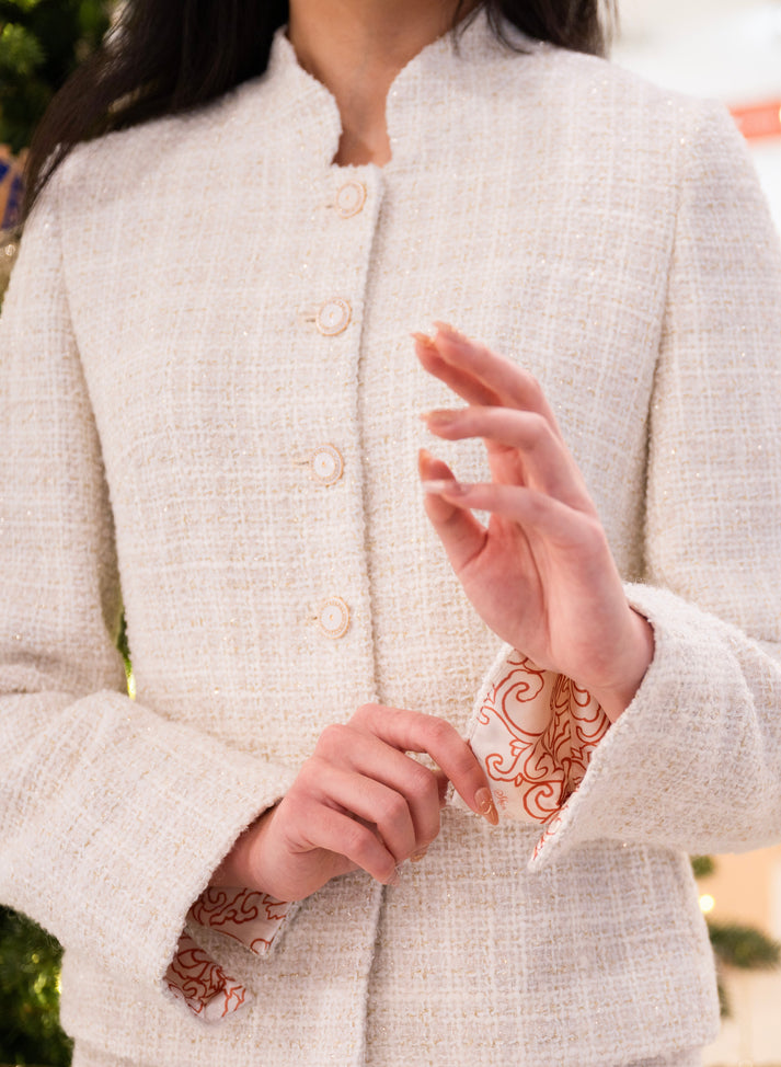 Women's Tweed Mandarin Collar Jacket