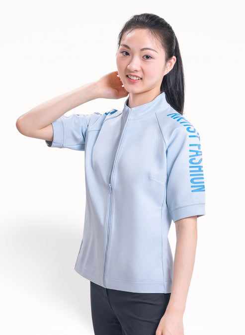 Women's Artist Fashion Short-Sleeve Zip-Up