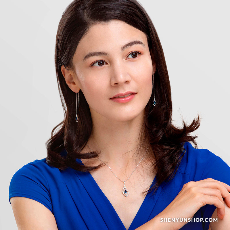 The Heavenly Phoenix Necklace - 18kt White Gold with Sapphire