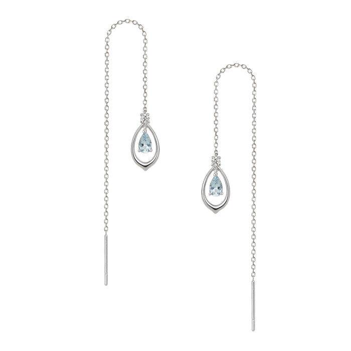 The Heavenly Phoenix Earrings  18kt White Gold with Aquamarine