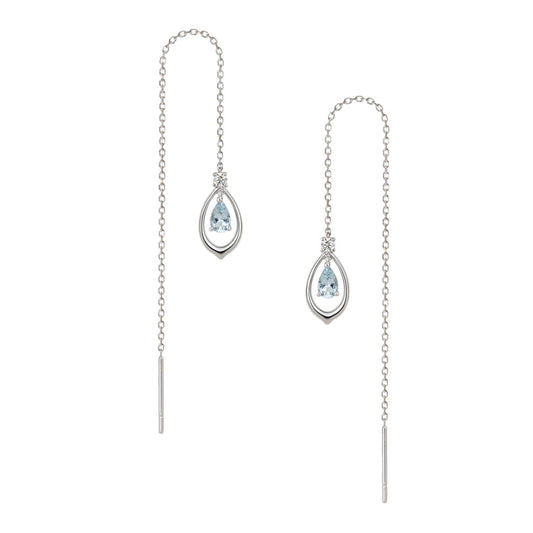 The Heavenly Phoenix Earrings  18kt White Gold with Aquamarine